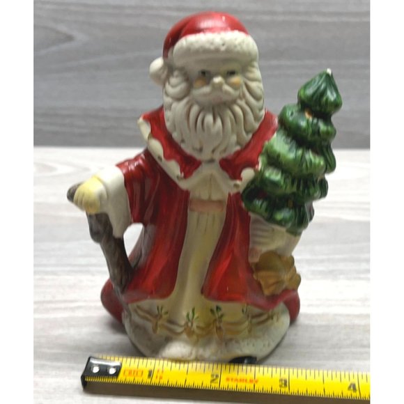 Vintage Santa Claus Carrying Christmas Tree Holiday Figurine Hermitage Pottery - Picture 8 of 8